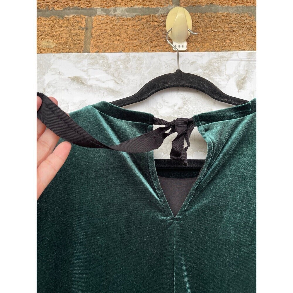 Kobi Halperin Hallie Bell Sleeve Velvet Shift Dress, green emerald size large - Picture 7 of 9